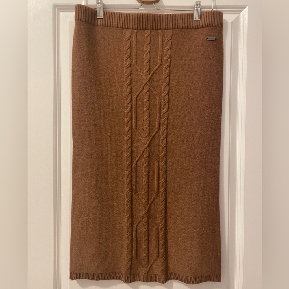 Mexx Size M Brown Cable Knit Midi Skirt